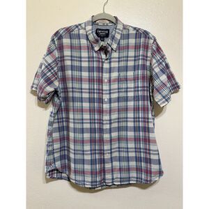 The New Ivy Brand Men's Vintage Cotton Madras Plaid Short Sleeve Shirt Size L